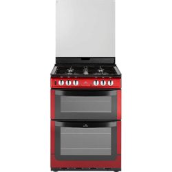 New World 601DFDOL 60cm Dual Fuel Double Oven Cooker in Metallic Red